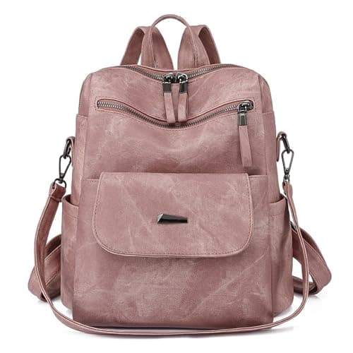 PU Leather Anti-Theft Backpack for Women - High Capacity Waterproof Rucksack, Fashion Handbag, School Bag, Retro Ladies Daypack for Work and Travel (Pink)