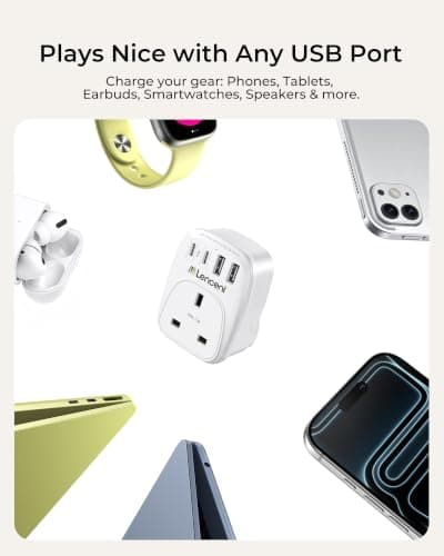 LENCENT USB Plug Charger UK, 2 Type C＆2 USB Ports, 1 Way Socket Extension — view 4