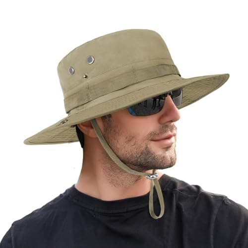 DiULi Sun Hats Convertible Safari Hat with Foldable Brim, Dark Khaki