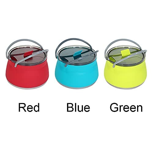 Folding Saucepan, Camp Cookware Hiking Silicone Folding Saucepan Water Kettle With Lid Cookware Travel Camping Pot(Red) — view 3