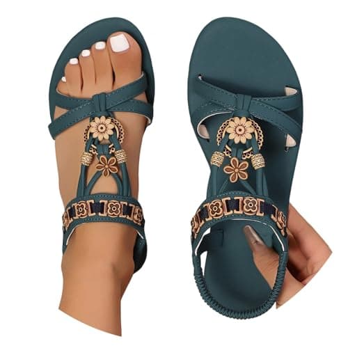 DFSDJEUW wide fit flip flops Womens Sandals Wide Fit Comfortable Slip on Wedge Shoes Casual Open Toe Orthopedic Slide Lightweight Summer Cushion Plantar Fasciitis platform sandals for women Green 6