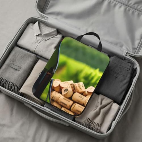 Wine Bottle Corks Grapes Print 4‑set Compression Packing Cubes, Expandable Travel Organizers Bags For Luggage Suitcase — view 6