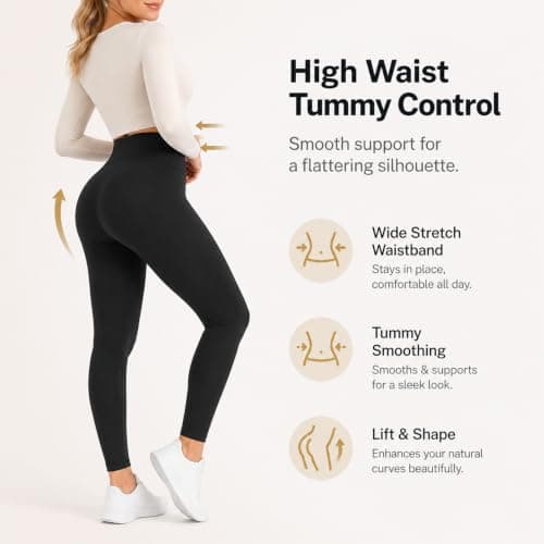 BBXWANG 2 Pack Thermal Leggings Women Fleece Lined Stretchy Tights — view 3