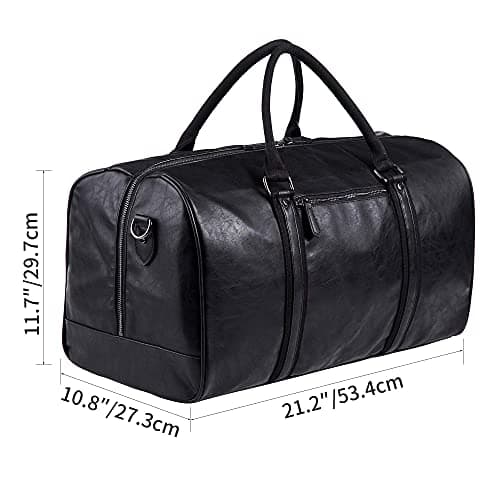 seyfocnia Oversized Duffle Travel Bag Waterproof Pu Leather Weekend Bag Large Carry On Large Carry On Hangbag for Mens or Women, Black — view 3
