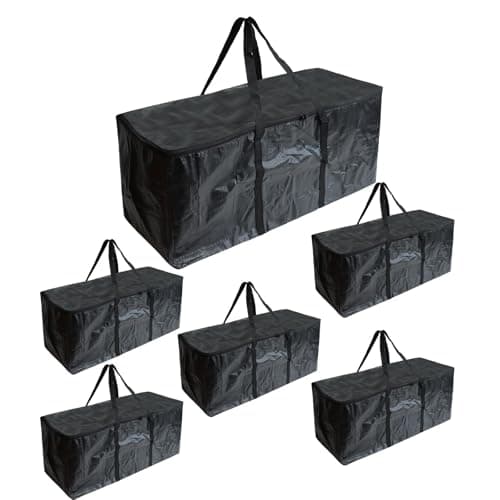 Heavy-Duty 85L Waterproof Storage Bags with Zipper - Pack of 6 Large Moving & Clothes Packing Bags(Black)