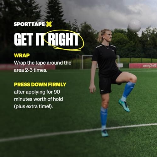 SPORTTAPE Football Sock Tape, 5cm x 4.5m, Sky Blue, Self-Adhesive Bandage — view 5