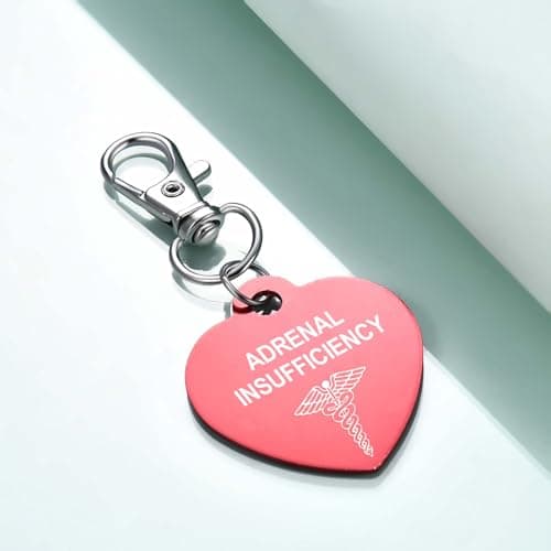 AITENME Medical Alert Tag for Bag Keychain Medic Id luggage tags for Man and Woman With Free Emergency Medical Alert Charm Keychain Accessories for Bags cloth (ADRENAL INSUFFICIENCY) — view 4