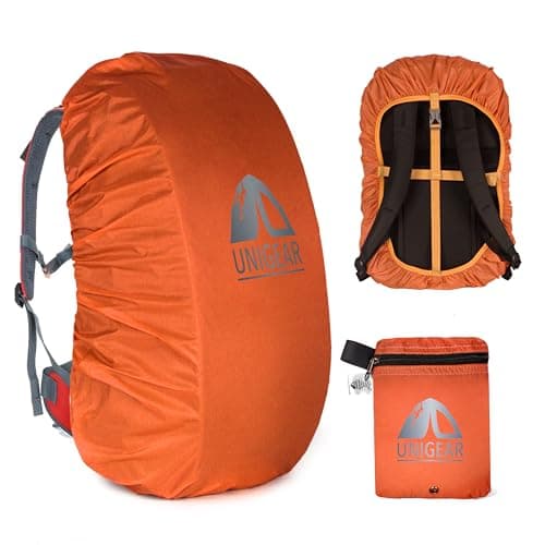 Unigear Rainproof Backpack Cover, 10-90L Waterproof Dustproof Durable Abrasion Resistant Protective Cover for Camping, Hiking, Travel, Cycling (Orange, S)