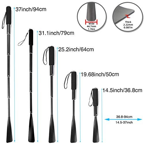JJDPARTS Shoe Horn Long Handle,36.83" Retractable Shoe Horn,Aluminum Shoe Horn For Men Women Kids Seniors, Black — view 2
