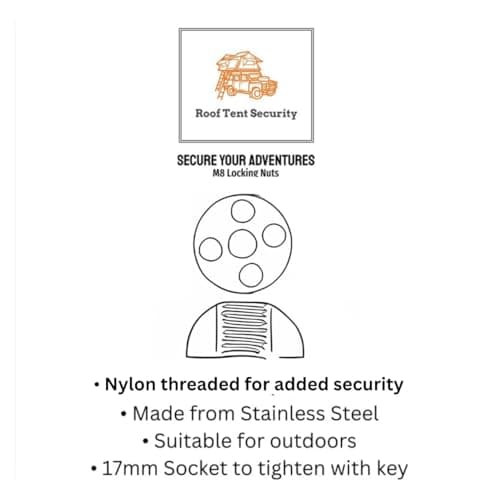 8 x fits Tent Box/Roof Tent - NYLOC Higher Security Anti-Theft Anti-Vibration Nuts Tamperproof Locking Nuts Set — view 4