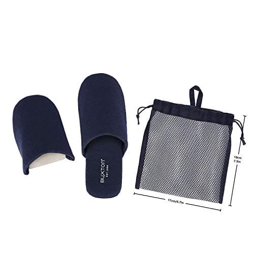 BUXTON Cozy Lightweight and Memory foam Indoor Slippers for Womens and Mens(unisex), Foldable Slippers with Mesh bag-For Home,Travel,Spa and Hotel, Navy, Small-Medium — view 5
