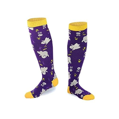 Hovershoes 4 Pair Compression Socks for Women Men Halloween Socks 20-30mmHg Knee High Socks Compression Support Stockings for Athletic Running, Travel, Nurse — view 5