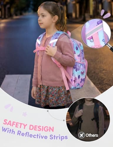 Kasgo Kids Backpack for Girls, School Bag Ages 6-9, Butterfly — view 4
