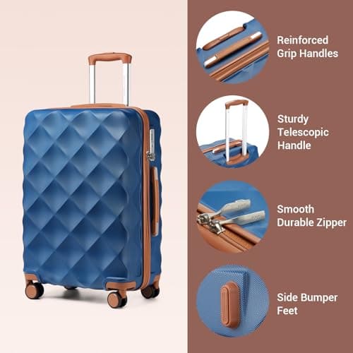 British Traveller Large Suitcase, Lightweight 28 Inch Checked Luggage — view 3
