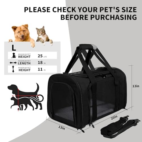 Yipincover Carriers Soft-Sided Pet Carrier for Medium Large Cats Dogs Under 35Lbs,Breathable Mesh Ventilation Design,Airline Approved Cat Carrying Case(X-Large,Black) — view 5
