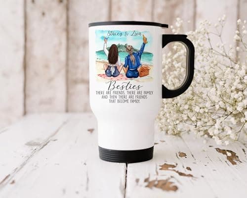 EKAM Personalised Travel Mug for Best Friend or Sister - 14oz Stainless Steel Insulated Travel Tea/Coffee Mug Heartfelt Message & Outfit Choices Best Friendship Gift for BFF Birthday Her, Christmas — view 4