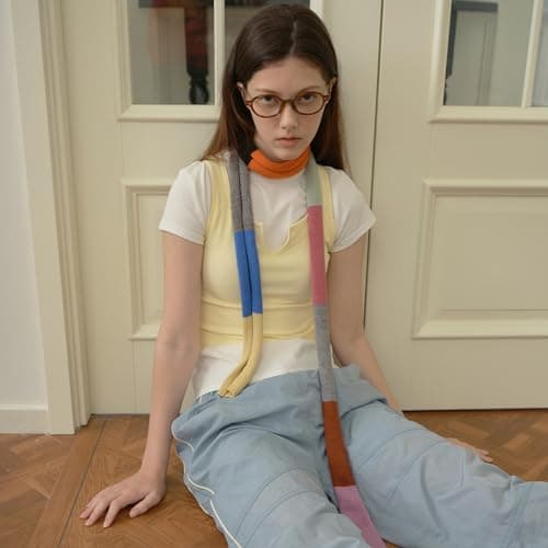 GMBYLBY Women Skinny Scarf Thin Colorful Belt Wool Long Tie Scarf Bag Handle Wrap Choker Knitted Scarf for Photo Long Scarf — view 3