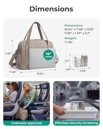 BAGSMART Gym Bag Women, 24L Weekend Bags Duffel with Toiletry Bag, Brown — view 3