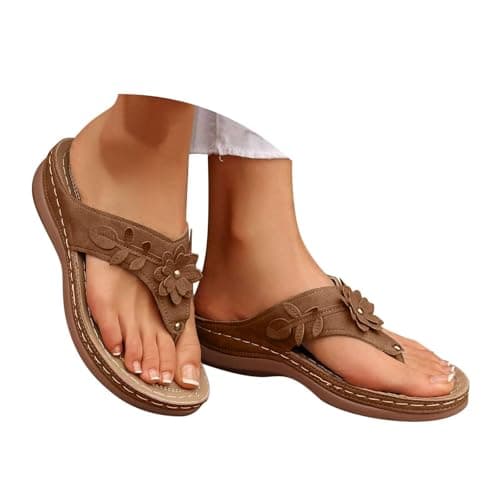 Summer Sandals Women Wedge Flip Flops for Women Orthopedic Sandals Comfortable Flip Flops with Arch Support Summer Casual Wedge Sandal Slippers Dressy Comfy Platform Beach Travel Sandal Shoes — view 6