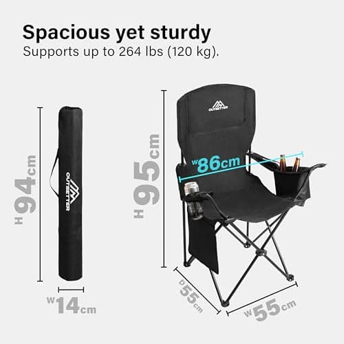 Vivo Technologies Camping Chair with Cooler Bag and Cup Holder Lightweight 120kg Capacity Foldable Fishing Chair Perfect for Fishing, Picnics, Travel, and Outdoor Adventures. — view 2