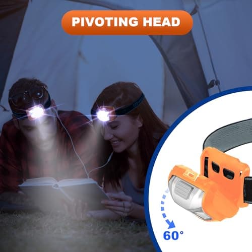 Macarrie 18 Pack LED Headlamps Bulk, Ipx4 Waterproof 3 Modes, Orange — view 6