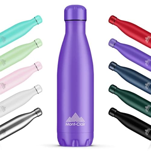 Mont-Clair l'O Stainless Steel Water Bottle, Vacuum Insulated - BPA Free, 12h Hot & 24h Cold Drinks, Metal Water Bottle 500ML Leakproof, Ideal for Adult, Kids, Running - Purple