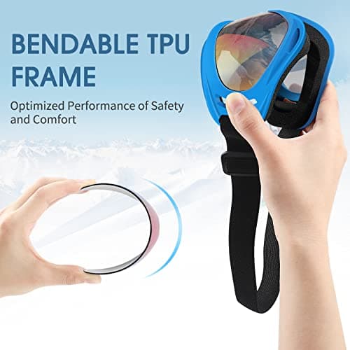 Vatefery Ski Goggles,Skiing Snowboard Goggles for Men & Women kids,Boys & Girls, Youth,Anti-glare,Anti-fog Snowboarding Snow Goggles Glasses 2-Pack (D.Blue&White) — view 4