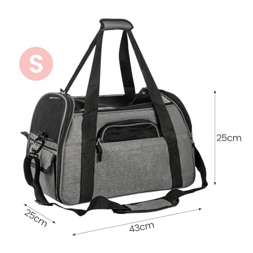 Minifactory Soft-Sided Pet Carrier Bag for Cats & Small Dogs – Foldable Travel Carrier with Breathable Mesh, 4 Storage Pockets, Removable Comfort Pad, Airline Approved (Grey, S) — view 2