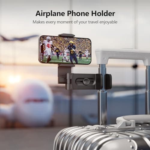 MiiKARE Portable Airplane Phone Holder 360° Rotation Phone Holder for Plane,Hands-Free Travel Essentials for Flying,Foldable Pocket-size Phone Stand Holiday Essentials Compatible iPhone&Android,Black — view 3