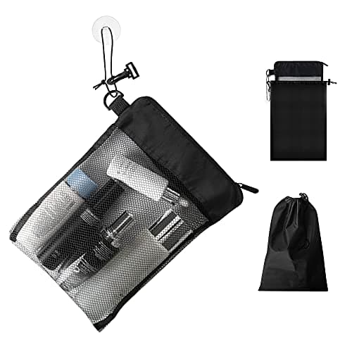 Toiletry Shower Bag for Gym, Multifunctional Waterproof Travel Wash Bag Hanging Bathroom Mesh Large Capacity with Suction Hook for Gym, Hiking, Camping