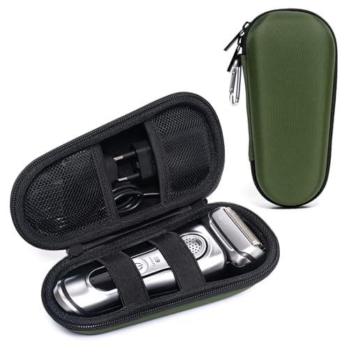 Travel Case for Electric Shaver for Braun Series 3/5/6/7/8/9, Hard EVA Storage Bag with Double Straps, Portable Protective Organizer for Men's Electric Shaver, Charger and Accessories, Olive Green