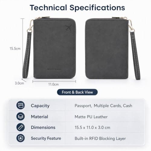 Passport Holder Travel Wallet, RFID Blocking PU Leather Passport Wallet — view 2