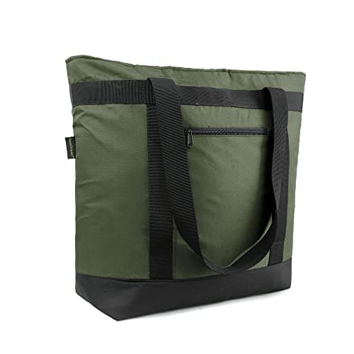 BeeGreen Insulated Cooler Bags Waterproof Soft Cold Bag for Pincin Grocery Travel Large Collapsible Food Lunch Bag with Zippered Top Leak Proof Portable Thermal Bag with Handles Moss