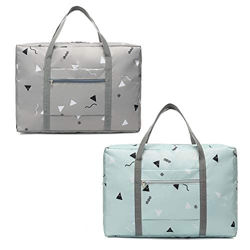 Travel Bags Foldable Waterproof Travel Bags for Hand Luggage - Lightweight Travel Bag for Sports Fitness Holiday (Grey, M, 2 Pack)