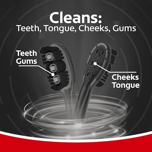 Colgate 360 Vibrate Charcoal Battery Operated Toothbrush Pack, Disposable Electric Toothbrushes with 1 AAA Battery Included, Whole Mouth Clean, 2 Pack, Black — view 5