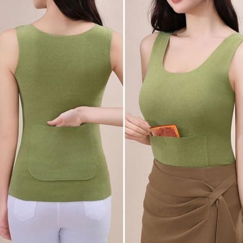 Thermal Vest, Heated And Thickened Fleece Base Layer, Cold- For Proof Underwear(L Green) — view 4
