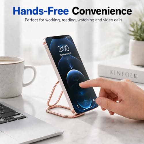 VAWcornic Phone Ring Holder, 540° Dual Direction Rotating Metal Phone Stand Phone Grip for Smartphone (iPhone, Samsung, HUAWEI), Tablet, Kindle, Switch, Compatible with Magnetic Car Mount, Rose Gold — view 6