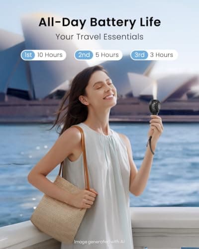 Gaiatop Mini Portable Handheld Fan, Travel Essentials for Women Girl Black — view 4
