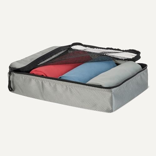 Amazon Essentials 4-Piece Packing Cubes Travel Accessories Set, Luggage Organiser with Double Zip, Mesh Top, 100% Polyester, 2 Large and 2 Medium, Grey (Previously Amazon Basics) — view 3
