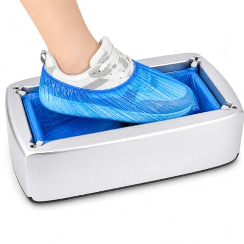 Automatic Shoe Cover Dispenser, Portable Shoe Cover Machine, Silver