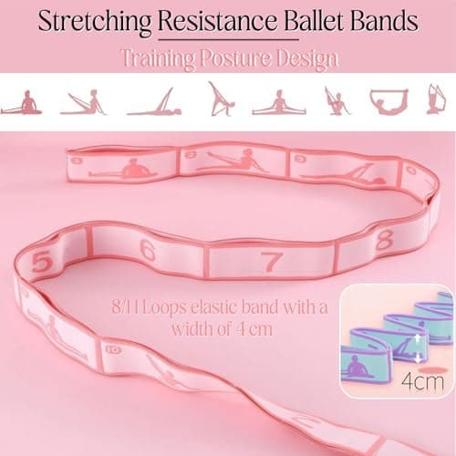 IEKEODI Elastic Yoga Stretching Strap with Loops for Pilates, Ballet, Physical Therapy, Flexibility, Leg Stretching, and Exercise - Durable Multi Loop Stretch Band for Dance and Fitness — view 3