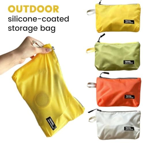 4-Piece Travel Organizer Bags for Luggage, Nylon Zipper Pouch Set (Orange) — view 2