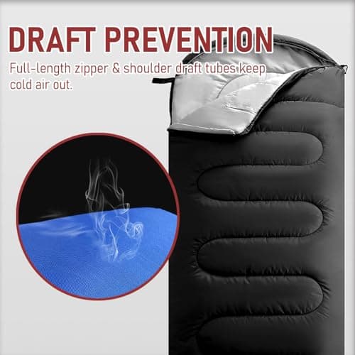 Sleeping Bags for Adults & Kids Sleeping Bag for 3-4 Season, Adult Blanket, Ultralight Carry Bag, Lightweight Compact, Soft for Outdoor Camping, Travel, Hiking (Black Plush Comfort 0-18°C) — view 4
