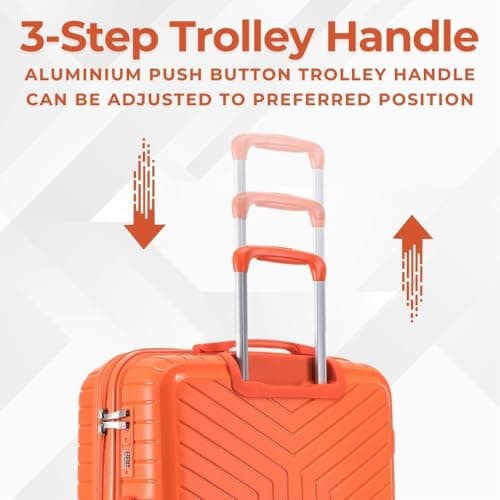 DK Luggage 28" Large Hard Shell Polypropylene PP Suitcase 4 Wheel Spinner Luggage PP20 Orange — view 5