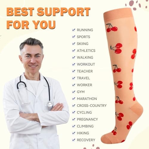 Compression Socks for Women & Men 6 Pairs 20-30 mmHg Travel Flight Socks — view 5