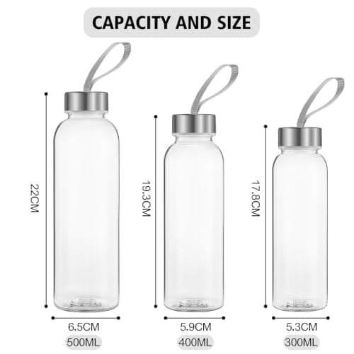 Vllcsla Water Bottle Transparent Plastic 300ML/ 400ML/ 580ML, Leak-Proof & BPA Free Reusable Sports Bottle with Handle, No Straw, for Gym, Travel, Home, School, Office — view 3