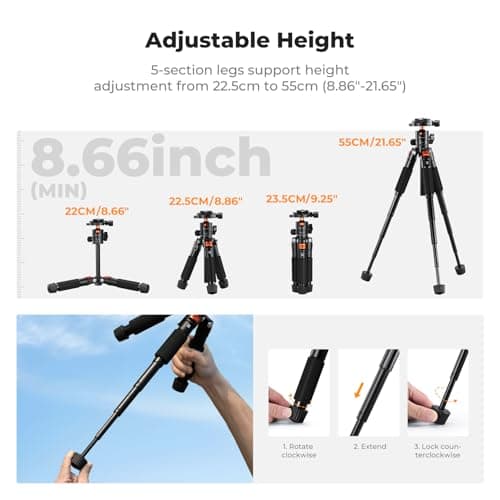 K&F CONCEPT 21.6"/55cm Compact Small Camera Tripod — view 4