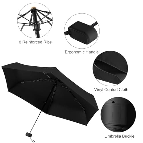FWHFNB Travel Umbrella, Travel Mini Umbrella, Pocket Umbrella, UV Umbrella, UPF 50+, Portable Lightweight Compact, with Storage Box, for Men and Women (Blue) — view 6