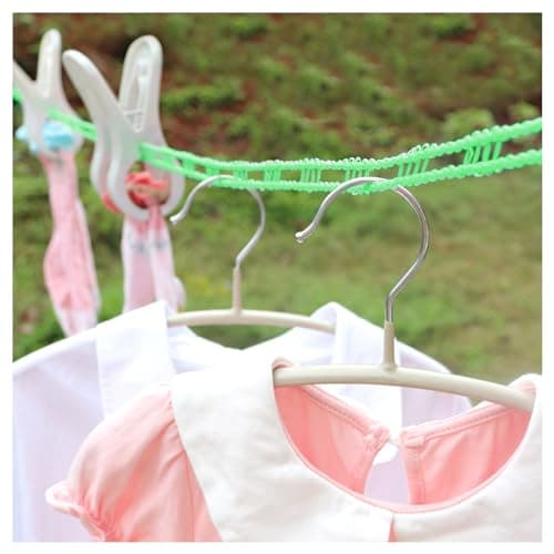 2 Pack Windproof Portable Clothesline with 16ft Rope & 2 Hooks - Compact Fence-Style Non-Slip Laundry Line for Travel, Camping & Outdoor Use, Green — view 6