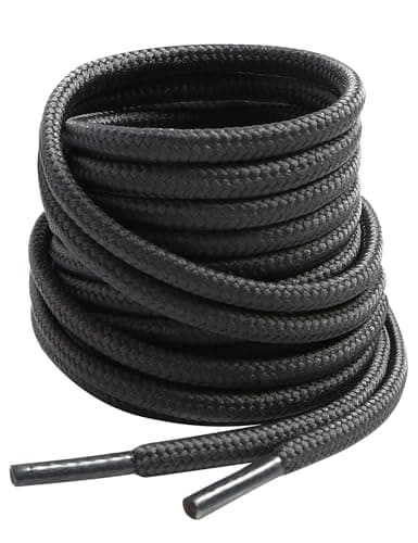 VSUDO 130 cm Round Dark Grey Boot Laces, Grey Trainer Laces, 1 Pair